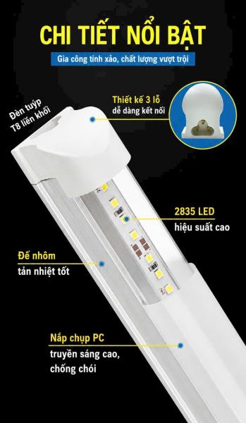  Đèn Tuýp nhôm nhựa T8 liền máng 