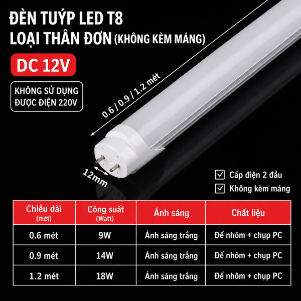 Bóng đèn tuýp nhôm nhựa 1.2m